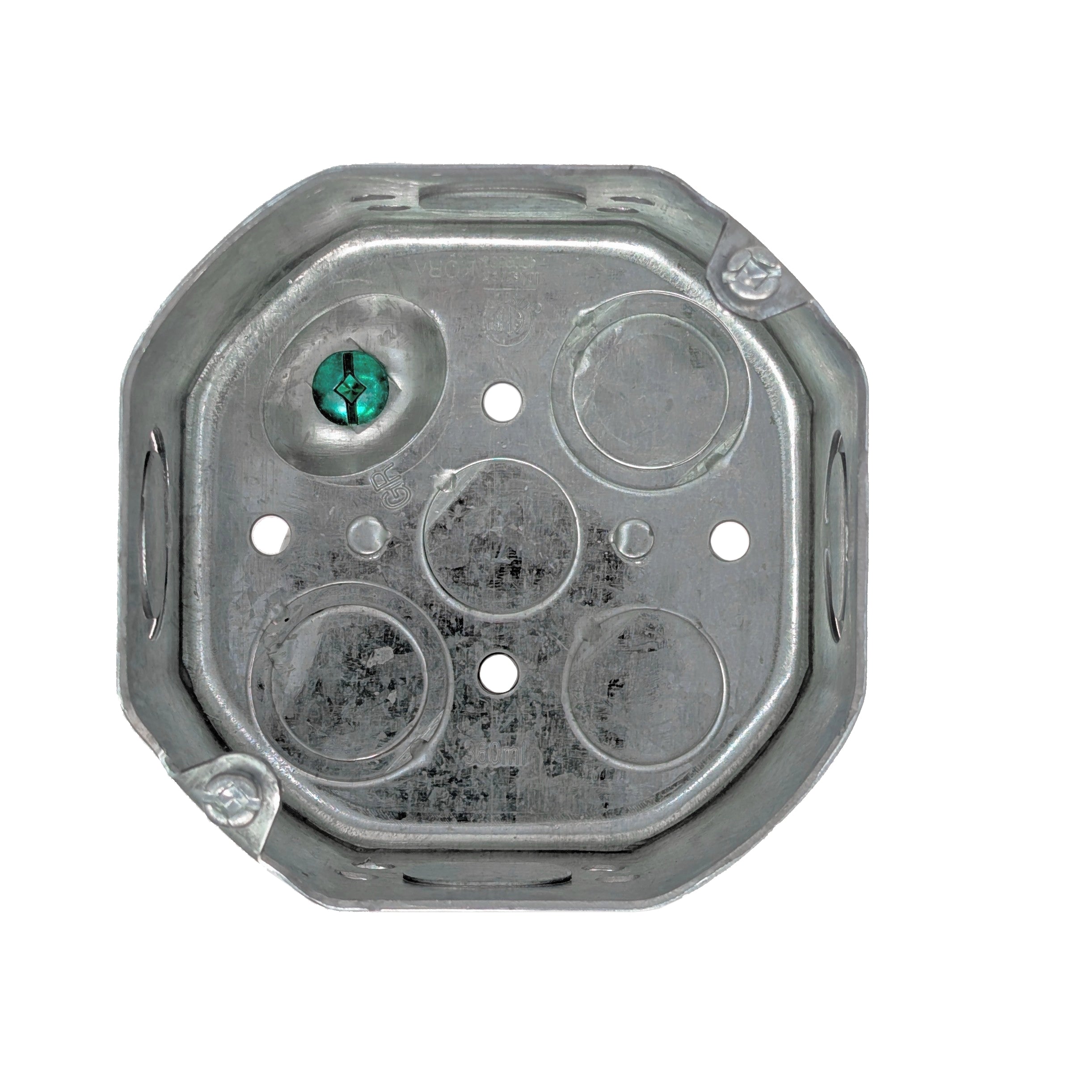 Octagon Box with knockouts 4''x 4''x 2 1/8'', 21 Cu. Inch