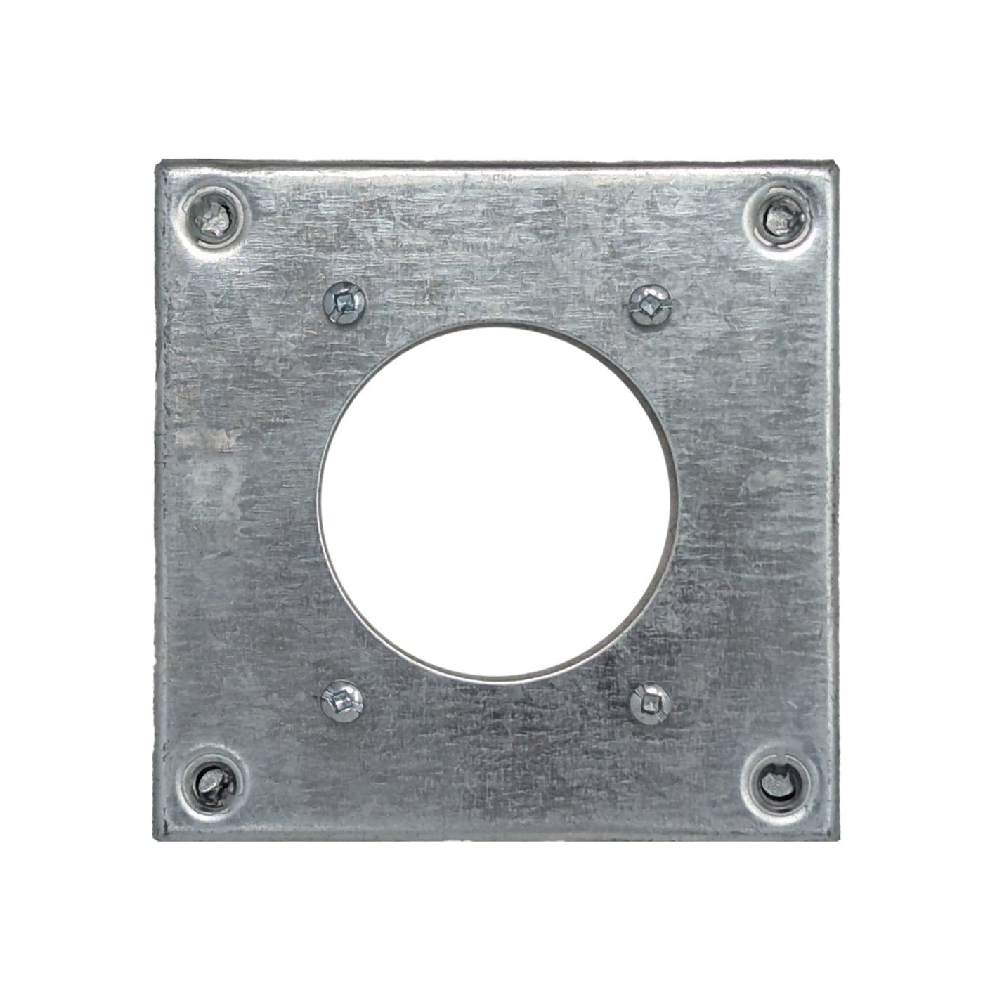 4" Square Box Cover, 3/8" Raised, For 2-9/64" Diameter 30A Single Receptacle