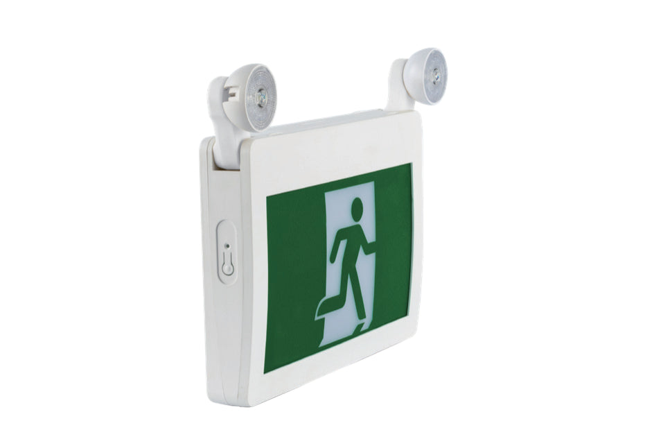 Kora LED Running Man Exit Sign with 2 Heads Combo, 120/347V, 1.2W X 2 Lamp Heads : KEX180