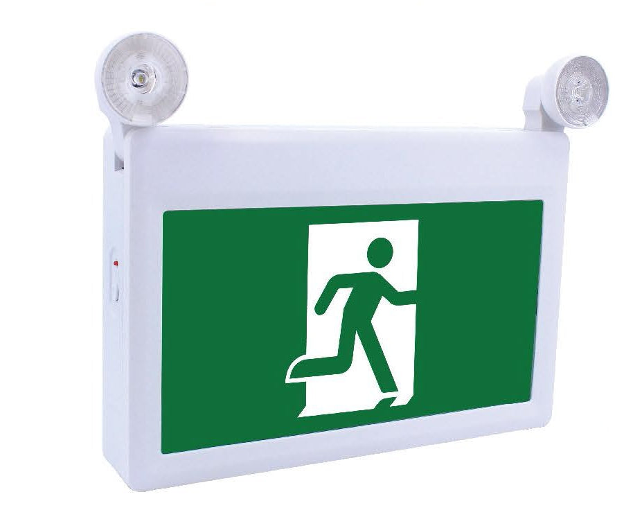Kora LED Running Man Exit Sign with 2 Heads Combo, 120/347V, 1.2W X 2 Lamp Heads : KEX180