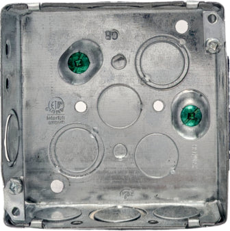 4 X 4 X 2-1/8 SQUARE STEEL JUNCTION BOX 1 INCH KO