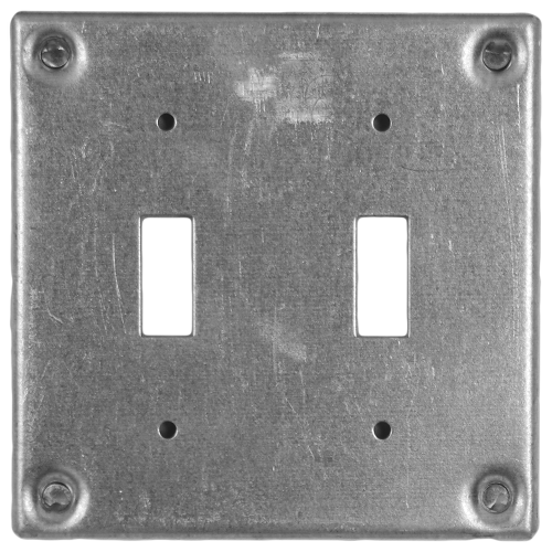 Double Toggle Switch Metal Cover Plate for 4X4 Metal Box