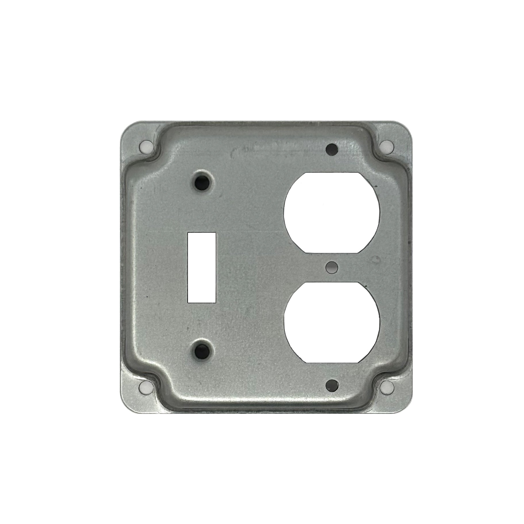 4'' Square Raised Cover 1/2'', for One duplex Receptacle and One Toggle Switch
