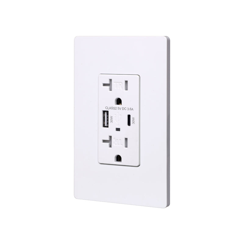 USB 30W Receptacle Type A+C, 20A 120V