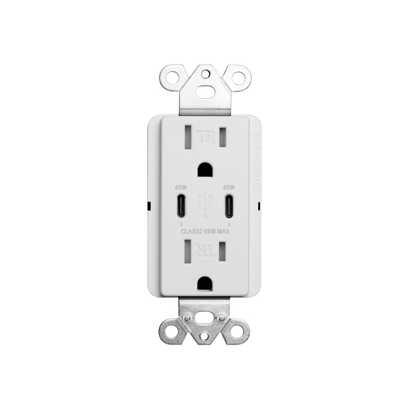 USB 65W Receptacle Type C+C, 15A 120V