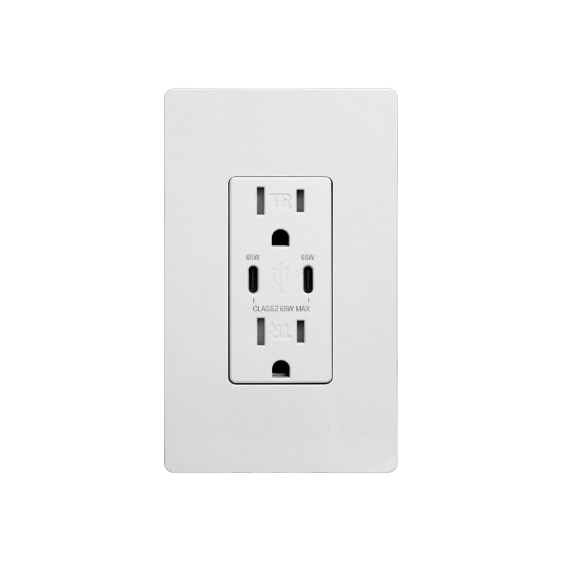 USB 65W Receptacle Type C+C, 15A 120V