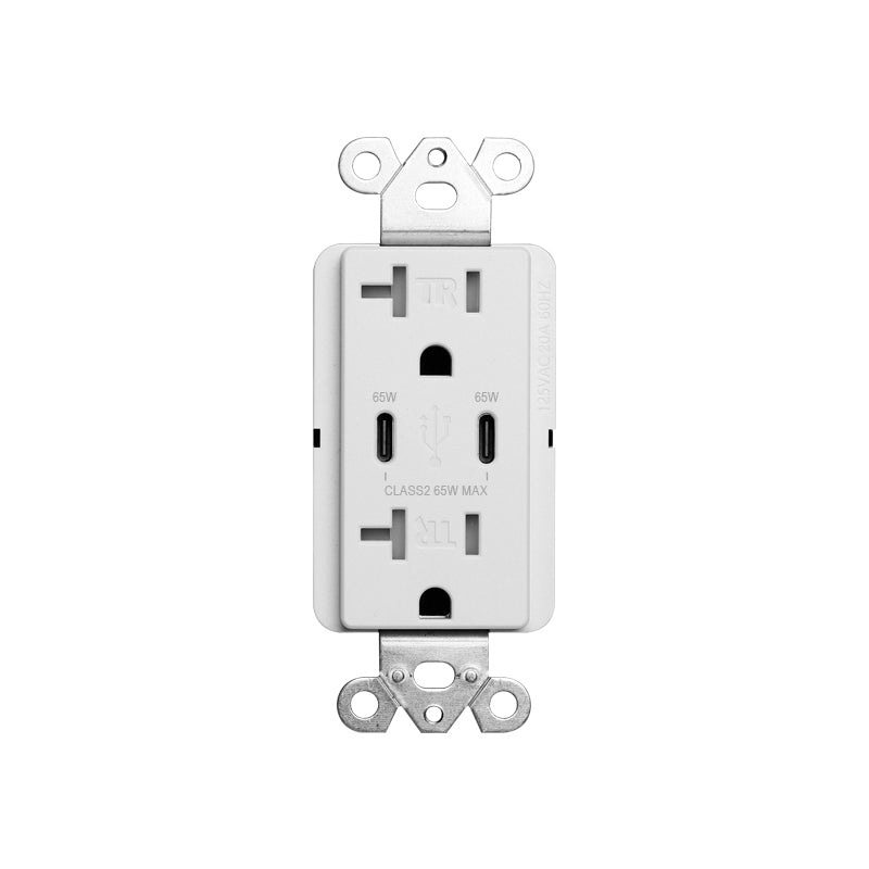 USB 65W Receptacle Type C+C, 20A 120V