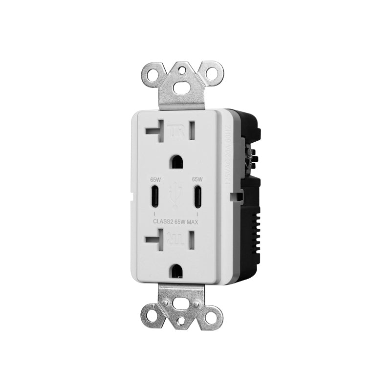 USB 65W Receptacle Type C+C, 20A 120V