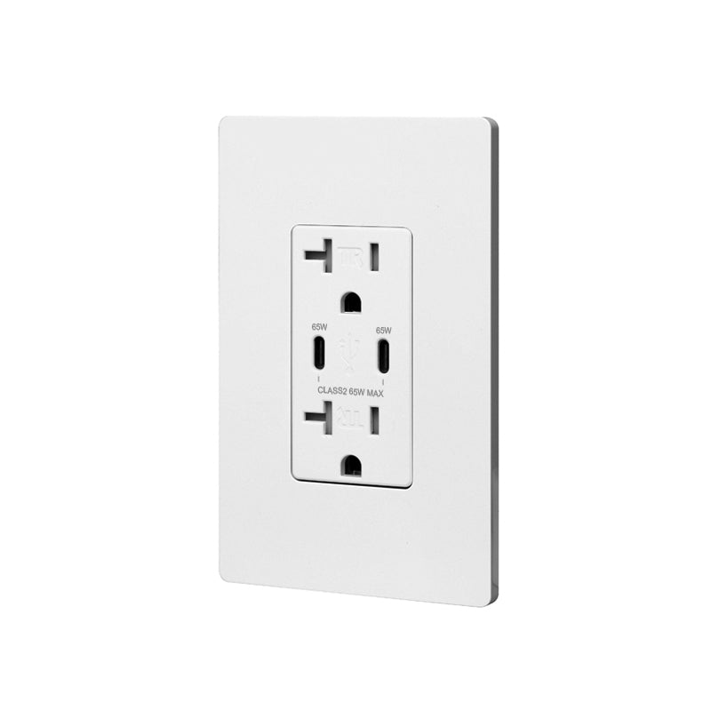 USB 65W Receptacle Type C+C, 20A 120V