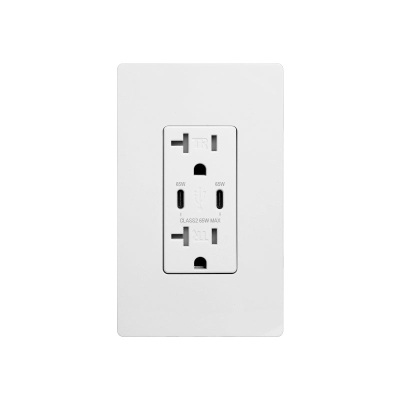 USB 65W Receptacle Type C+C, 20A 120V
