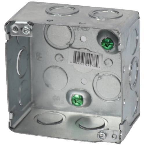 Square Box with knockouts 4''x 4''x 2 1/8'', 30 Cu. Inch