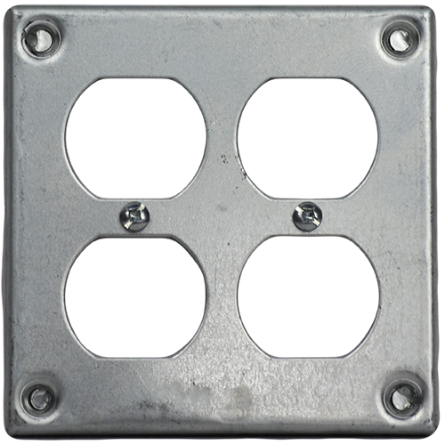 Double Duplex Receptacle Metal Cover Plate for 4X4 Metal Box